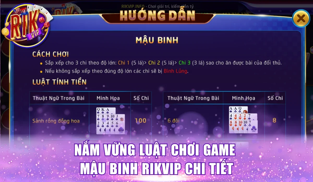 Nắm vững luật chơi game Mậu Binh Rikvip chi tiết